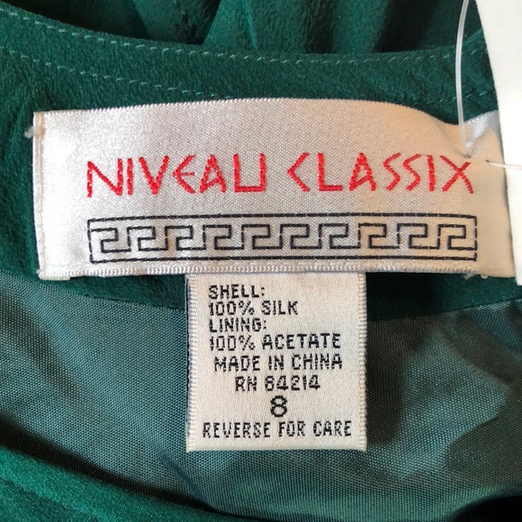 Vintage 90s NIVEAU CLASSIX Size 8 Deep Classic Green 100% silk Classic Sexy NEW - Picture 6 of 17